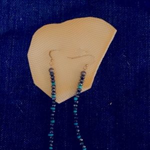 Turquoise & onyx bead earrings